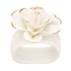 Napkin ring Flower white w/gold